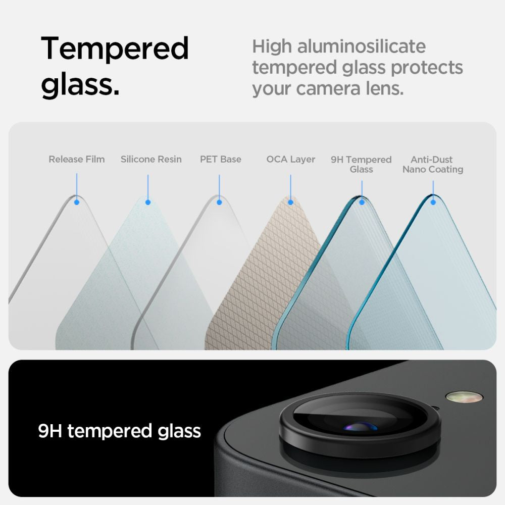 VETRO PROTETTIVO RIGIDO PER LENTE DELLA FOTOCAMERA SPIGEN OPTIK PRO GLAS.TR "EZ FIT" PROTETTORE PER FOTOCAMERA 2-PACK IPHONE 16E NERO