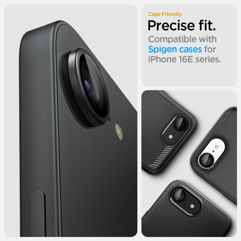 VETRO PROTETTIVO RIGIDO PER LENTE DELLA FOTOCAMERA SPIGEN OPTIK PRO GLAS.TR "EZ FIT" PROTETTORE PER FOTOCAMERA 2-PACK IPHONE 16E NERO