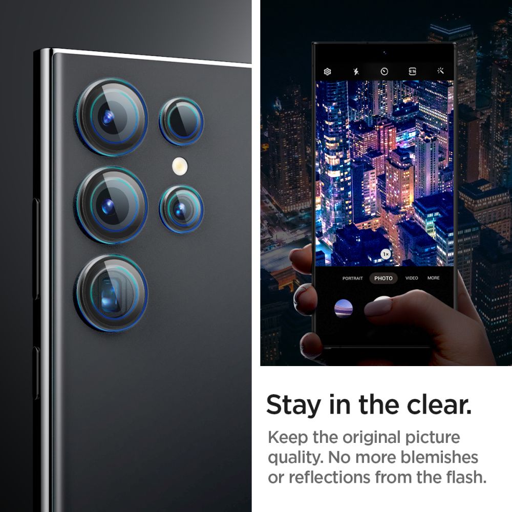 PROTEZIONE PER FOTOCAMERA SPIGEN OPTIK.TR "EZ FIT" CAMERA PROTECTOR 2-PACK GALAXY S24 ULTRA NERO