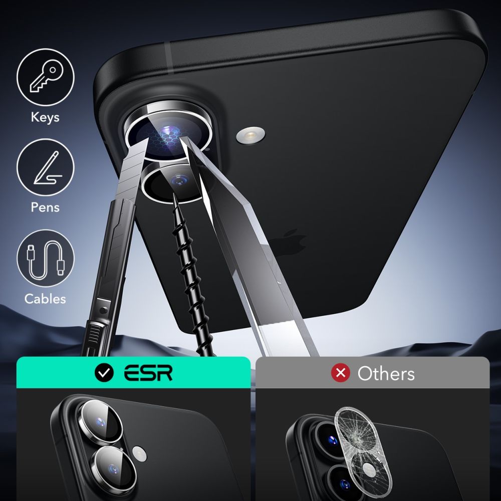 VETRO PROTETTIVO RIGIDO PER LENTE DELLA FOTOCAMERA ESR ARMORITE CAMERA PROTECTOR IPHONE 16 / 16 PLUS TRASPARENTE