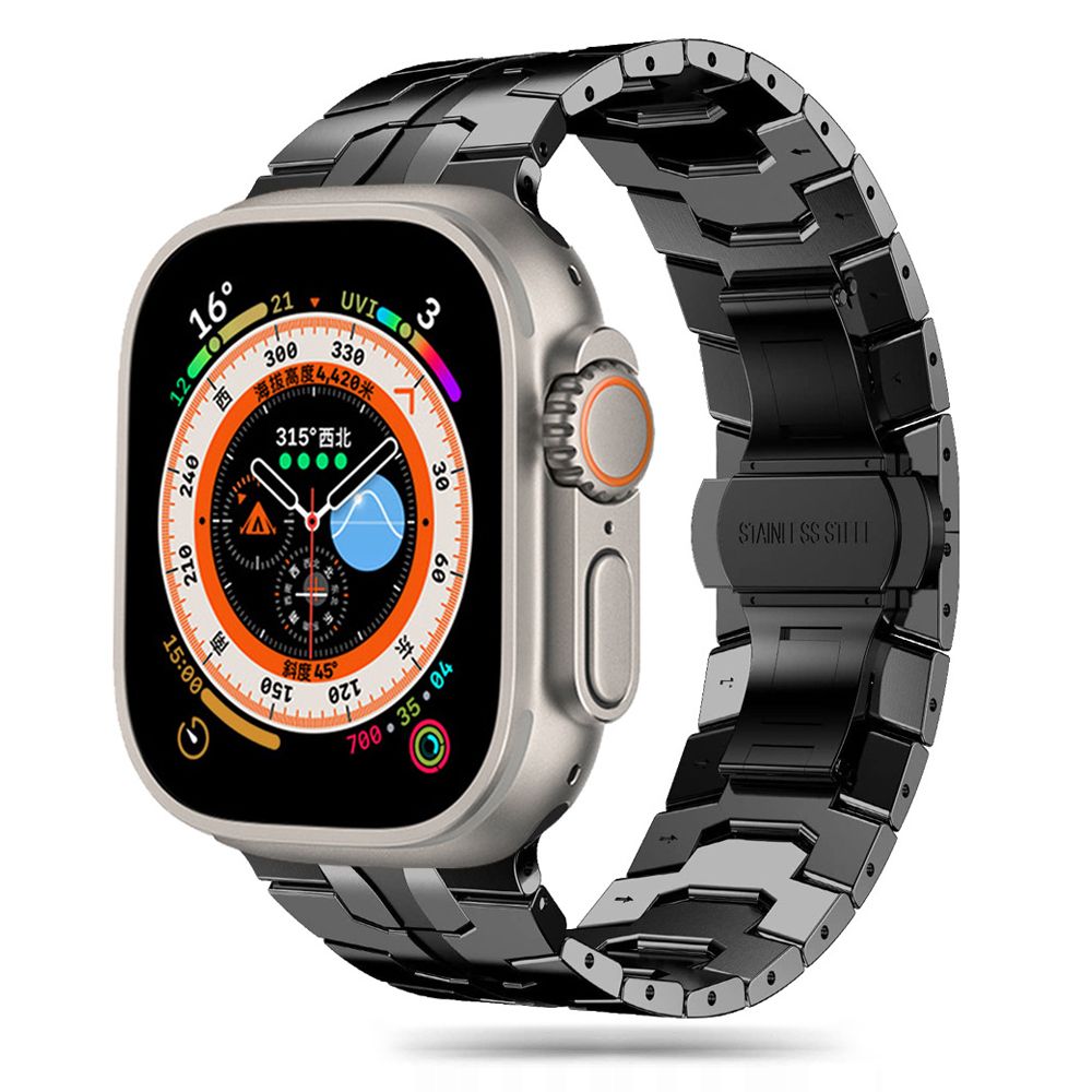 CINTURINO DOOP IN ACCIAIO INOSSIDABILE PER APPLE WATCH 6 / 7 / 8 / 9 / 10 / SE / ULTRA 1 / 2 (44 / 45 / 46 / 49 MM) NERO