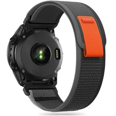 CINTURINO IN NYLON PER GARMIN 26MM FENIX 3 / 5X / 3HR / 5X PLUS / 6X / 6X PRO / 7X HEYBAND NYLON NERO / ARANCIONE