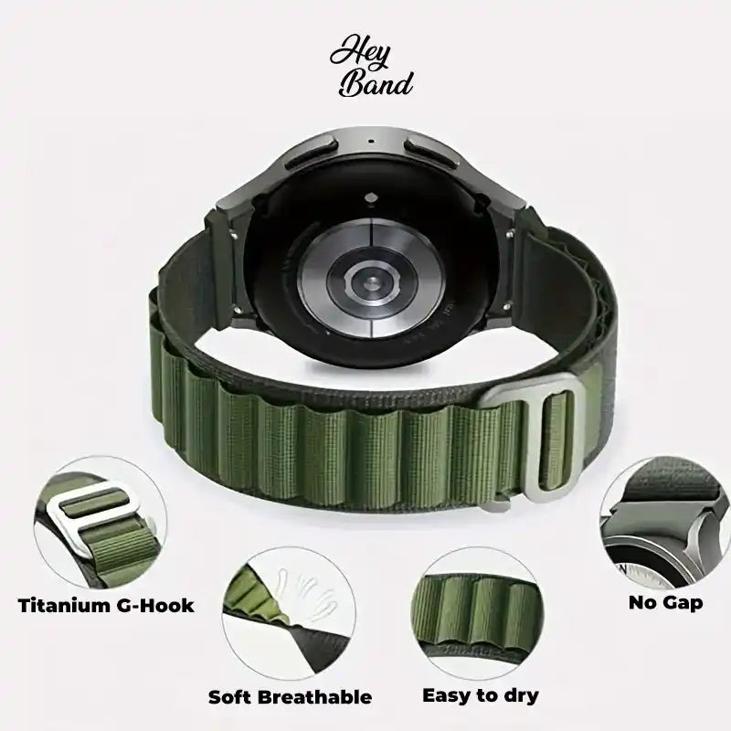 CINTURINO IN NYLON PER GARMIN 26MM FENIX 3 / 5X / 3HR / 5X PLUS / 6X / 6X PRO / 7X HEYBAND NYLON PRO VERDE MILITARE