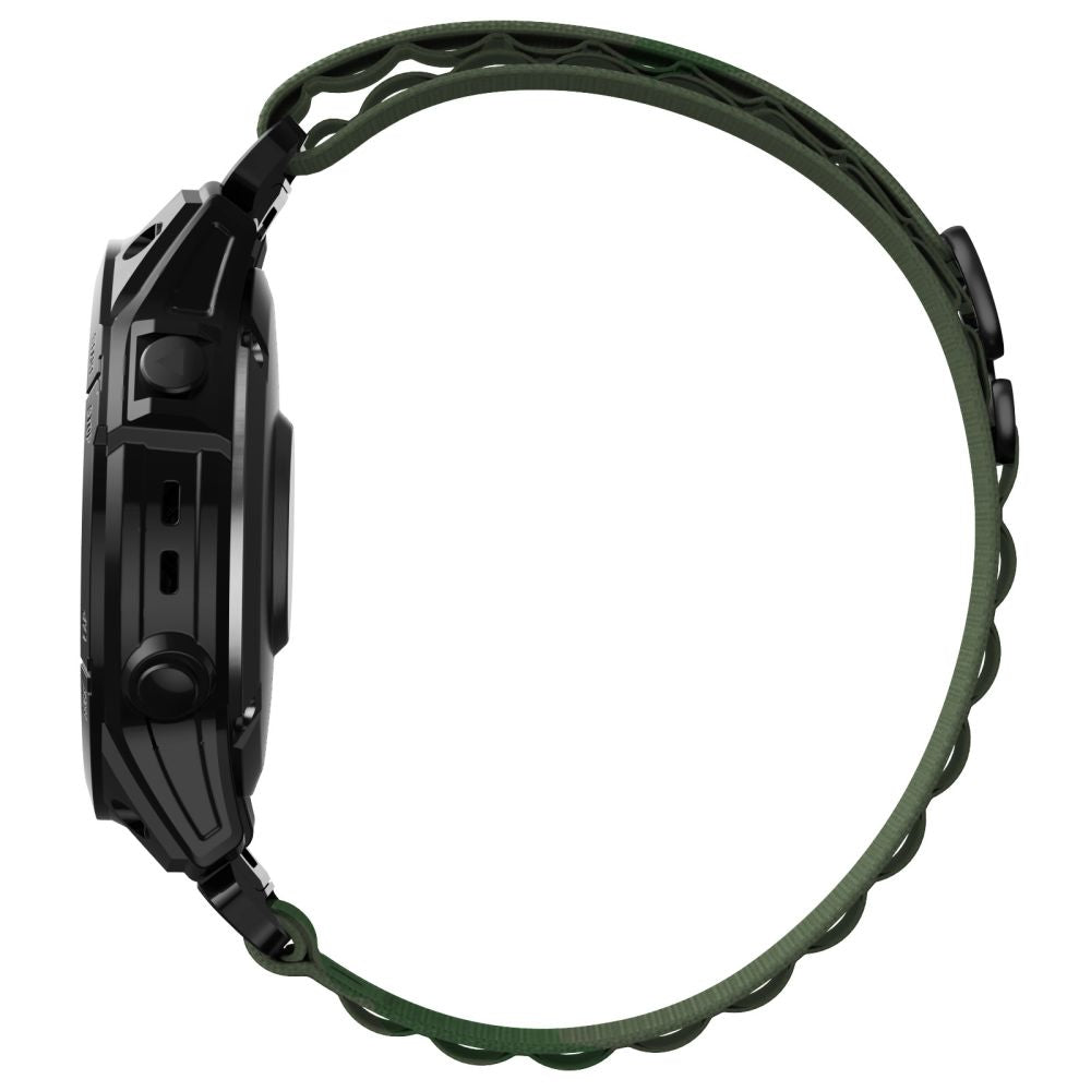 CINTURINO IN NYLON PER GARMIN 26MM FENIX 3 / 5X / 3HR / 5X PLUS / 6X / 6X PRO / 7X HEYBAND NYLON PRO VERDE MILITARE