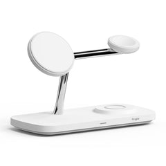 STAZIONE DI RICARICA RINGKE 3IN1 QI2 MAGNETICA MAGSAFE CARICATORE WIRELESS BIANCO