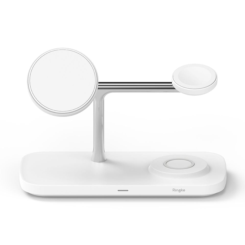 STAZIONE DI RICARICA RINGKE 3IN1 QI2 MAGNETICA MAGSAFE CARICATORE WIRELESS BIANCO