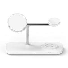 STAZIONE DI RICARICA RINGKE 3IN1 QI2 MAGNETICA MAGSAFE CARICATORE WIRELESS BIANCO