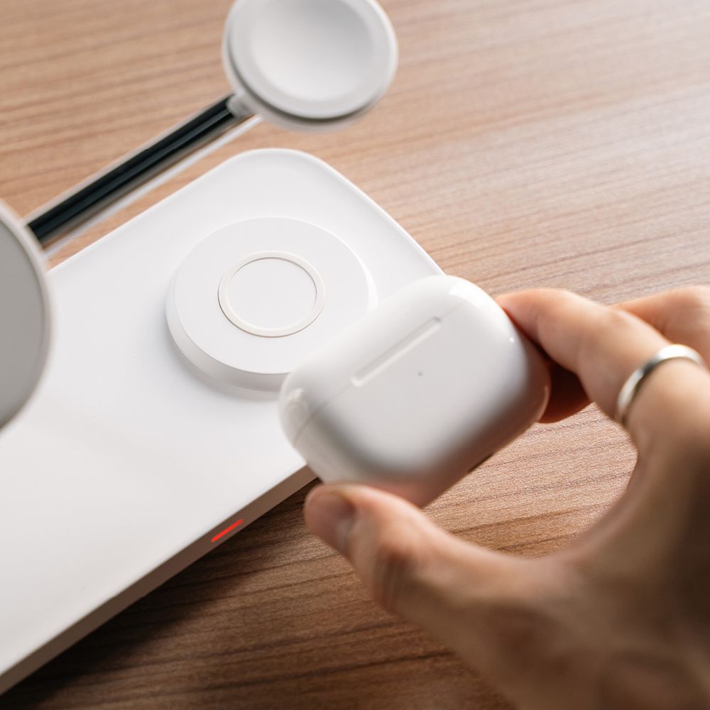 STAZIONE DI RICARICA RINGKE 3IN1 QI2 MAGNETICA MAGSAFE CARICATORE WIRELESS BIANCO