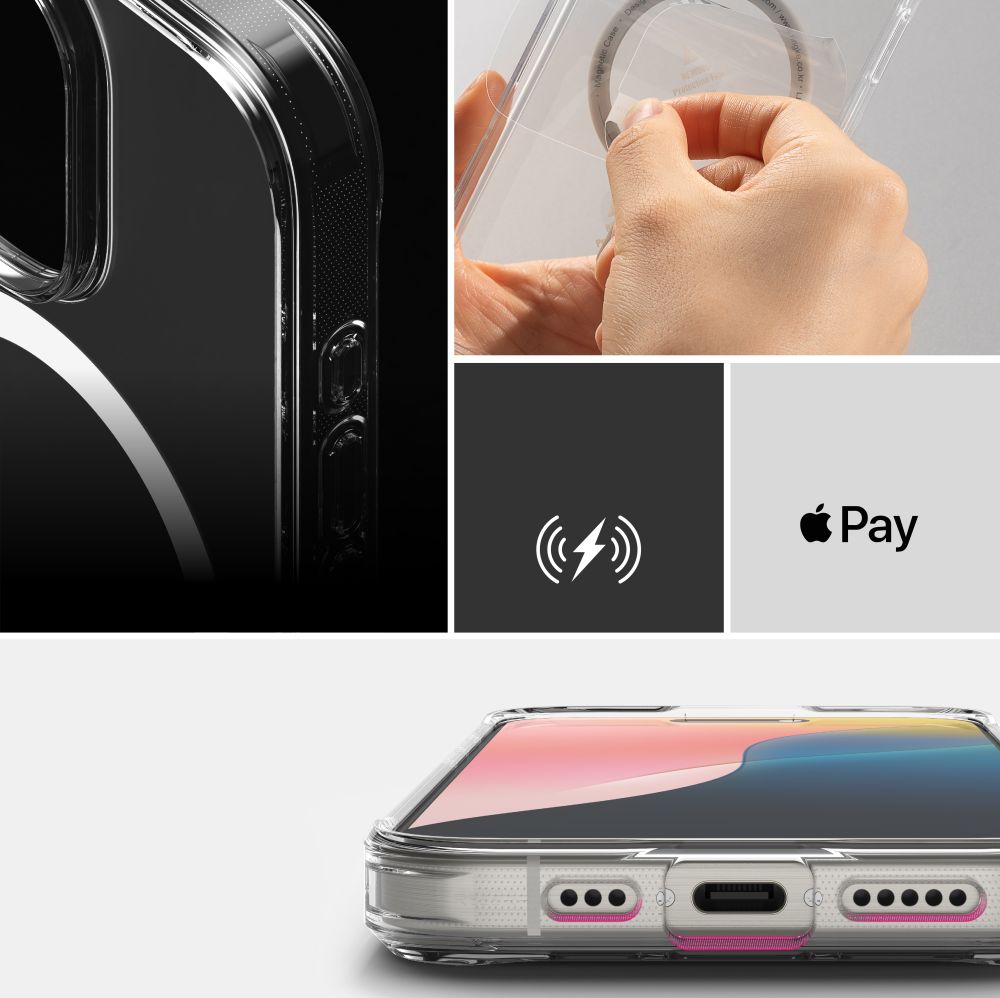 COPERTURA RINGKE FUSION MAGNETICA MAGSAFE IPHONE 16 PRO TRASPARENTE OPACA