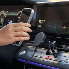 Supporto per telefono da auto con ricarica wireless Ringke Peltier Qi2 Magnetic MagSafe Vent Car Mount Wireless Charger 15W Nero