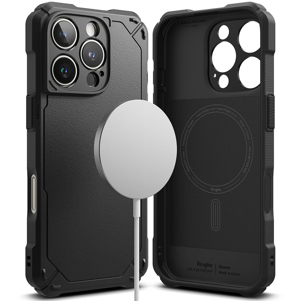 COPERTURA RINGKE RUGGED GEAR MAGNETICA MAGSAFE IPHONE 16 PRO NERA