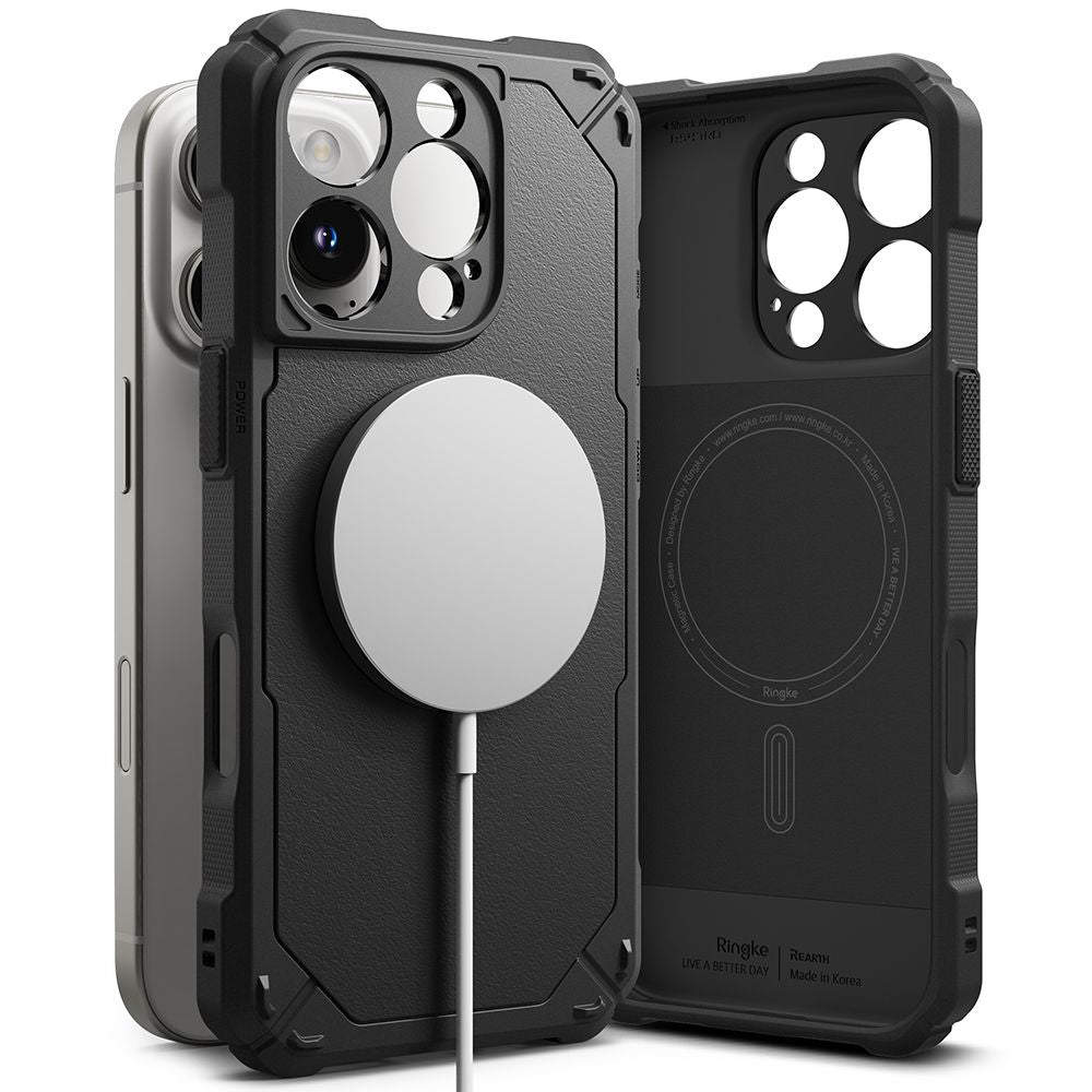 COPERTURA RINGKE RUGGED GEAR MAGNETICA MAGSAFE IPHONE 16 PRO NERA
