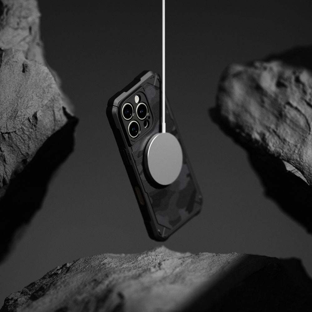 COPERTURA RINGKE RUGGED GEAR MAGNETICA MAGSAFE IPHONE 16 PRO CAMO NERA