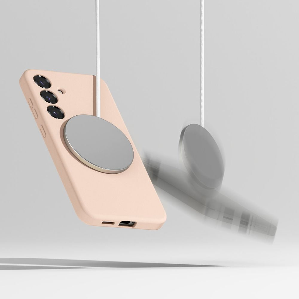COPERTURA RINGKE SILICONE MAGNETICA MAGSAFE GALAXY S25 SABBIA ROSA