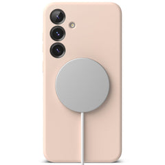 COPERTURA RINGKE SILICONE MAGNETICA MAGSAFE GALAXY S25+ PLUS SABBIA ROSA