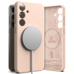 COPERTURA RINGKE SILICONE MAGNETICA MAGSAFE GALAXY S25+ PLUS SABBIA ROSA