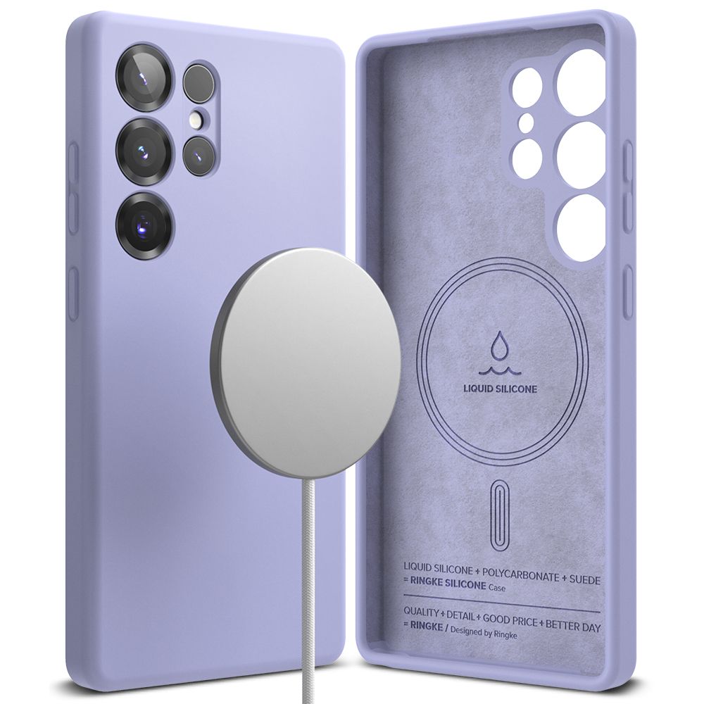 COPERTURA RINGKE SILICONE MAGNETICA MAGSAFE GALAXY S25 ULTRA LAVANDA