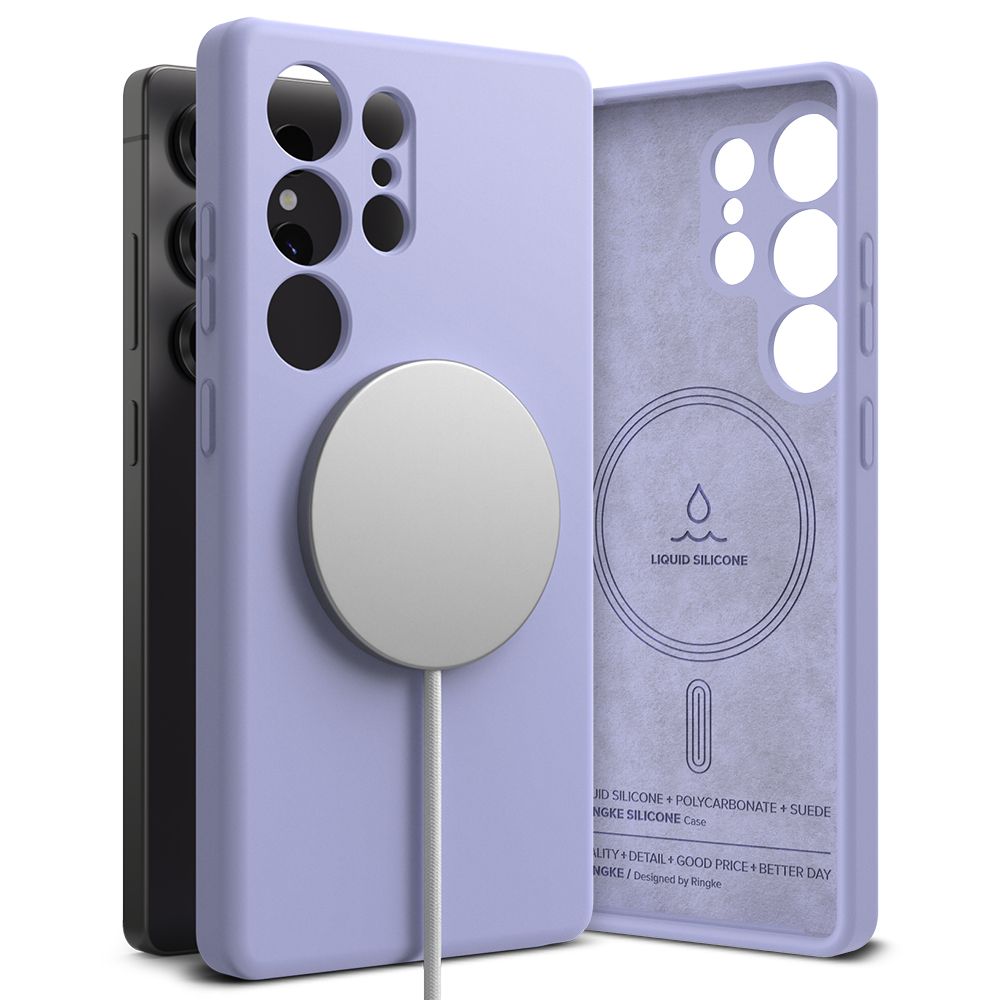 COPERTURA RINGKE SILICONE MAGNETICA MAGSAFE GALAXY S25 ULTRA LAVANDA