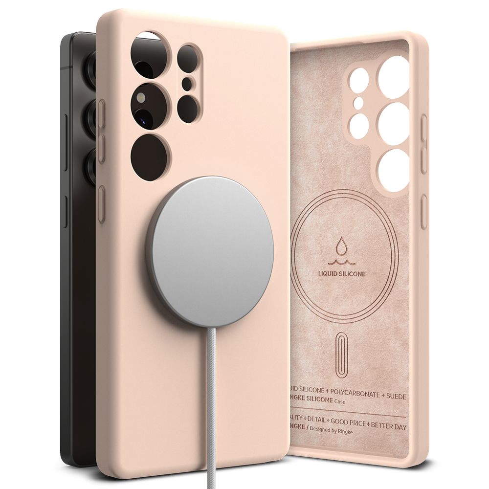 COPERTURA RINGKE SILICONE MAGNETICA MAGSAFE GALAXY S25 ULTRA PINK SAND
