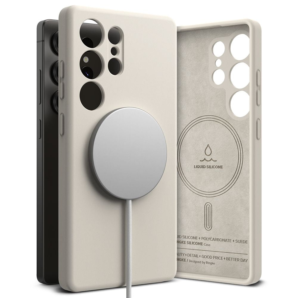 COPERTURA RINGKE SILICONE MAGNETICA MAGSAFE GALAXY S25 ULTRA STONE