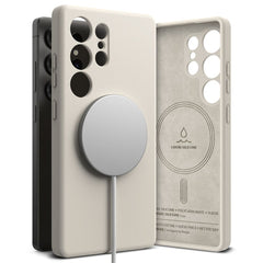 COPERTURA RINGKE SILICONE MAGNETICA MAGSAFE GALAXY S25 ULTRA STONE