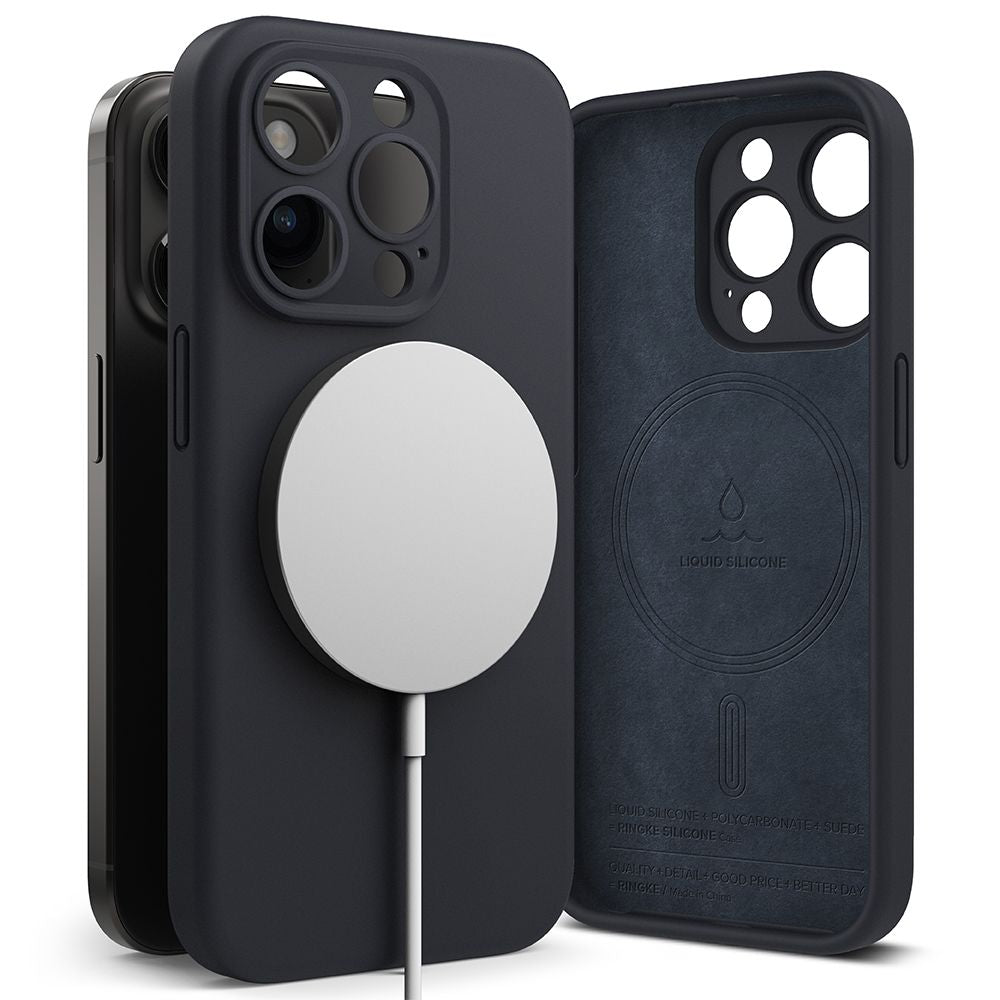 COPERTURA RINGKE SILICONE MAGNETICA MAGSAFE IPHONE 15 PRO BLU PROFONDO