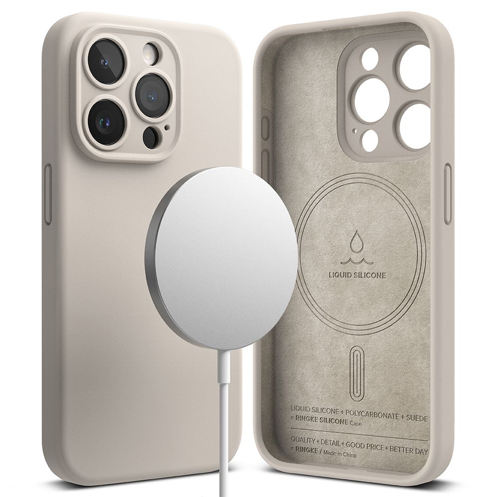 COPERTURA RINGKE SILICONE MAGNETICA MAGSAFE IPHONE 15 PRO STONE