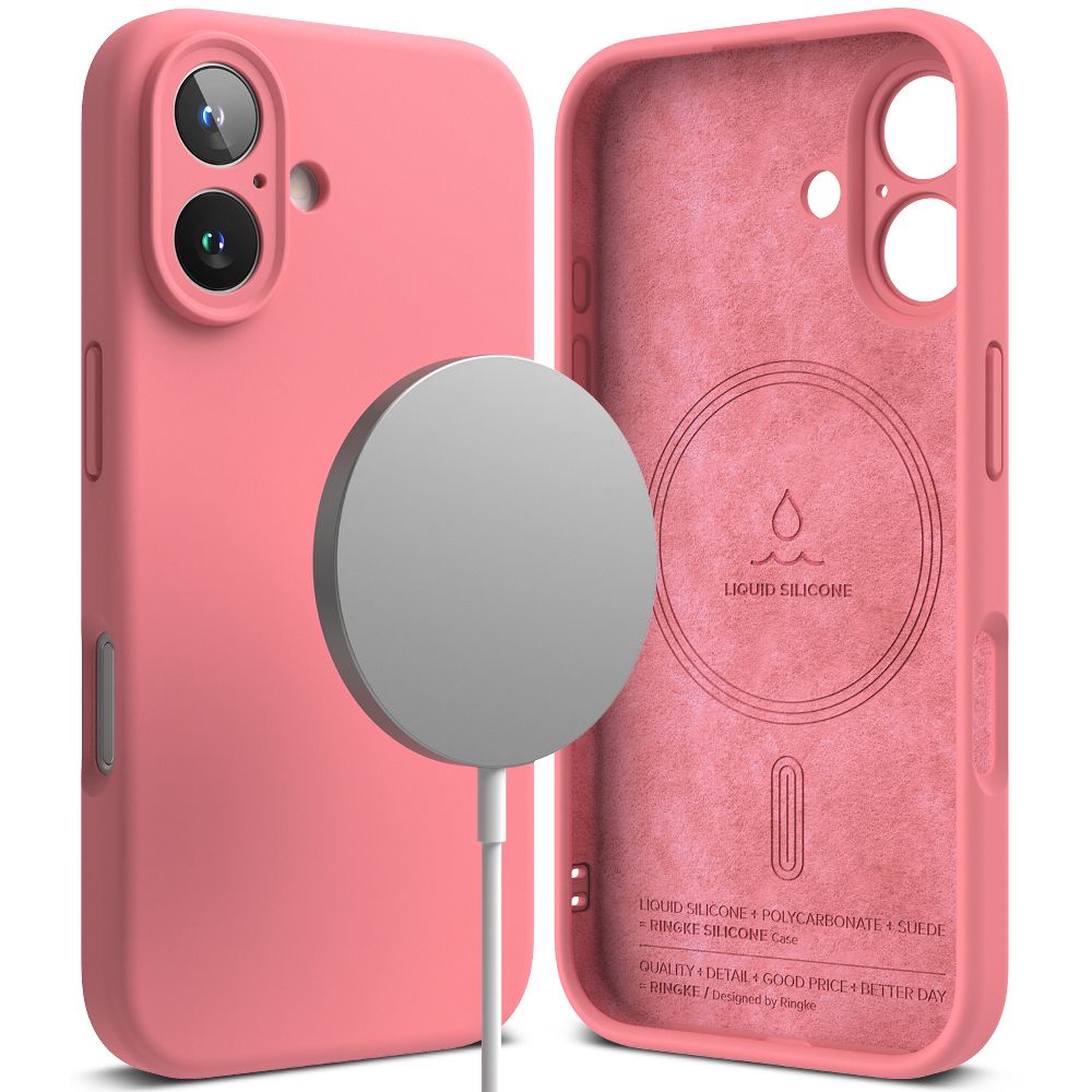 COPERTURA PER IPHONE 16 RINGKE SILICONE MAGNETICA MAGSAFE ROSA