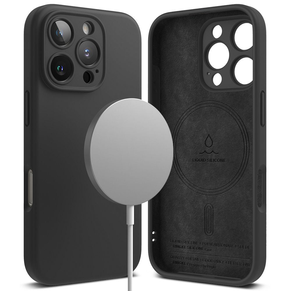 COPERTURA PER IPHONE 16 PRO RINGKE SILICONE MAGNETICO MAGSAFE NERA
