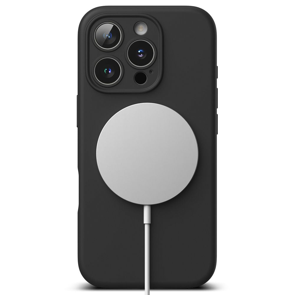 COPERTURA PER IPHONE 16 PRO RINGKE SILICONE MAGNETICO MAGSAFE NERA