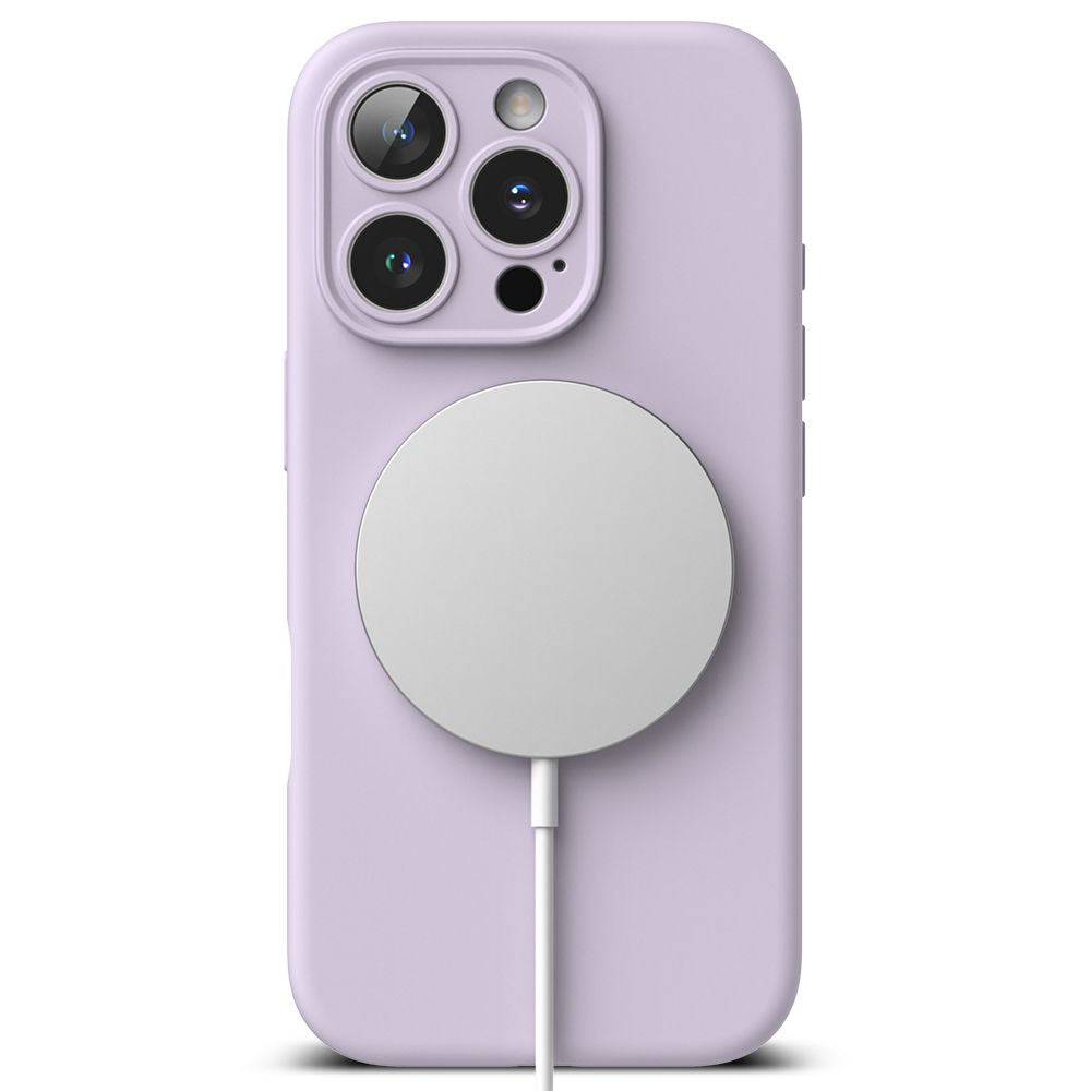 COPERTURA PER IPHONE 16 PRO RINGKE SILICONE MAGNETIC MAGSAFE LILLA CHIARO