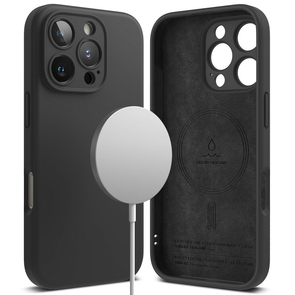 COPERTURA PER IPHONE 16 PRO MAX RINGKE SILICONE MAGNETIC MAGSAFE NERA
