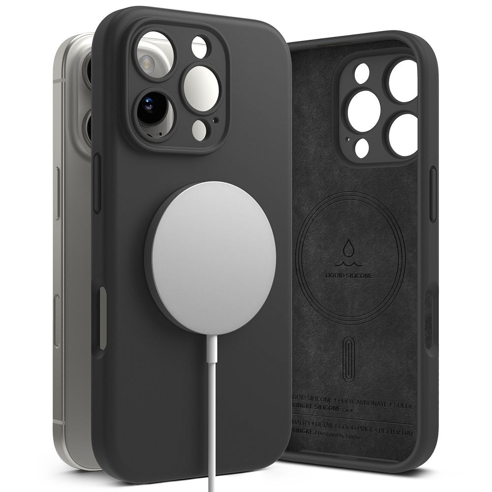 COPERTURA PER IPHONE 16 PRO MAX RINGKE SILICONE MAGNETIC MAGSAFE NERA