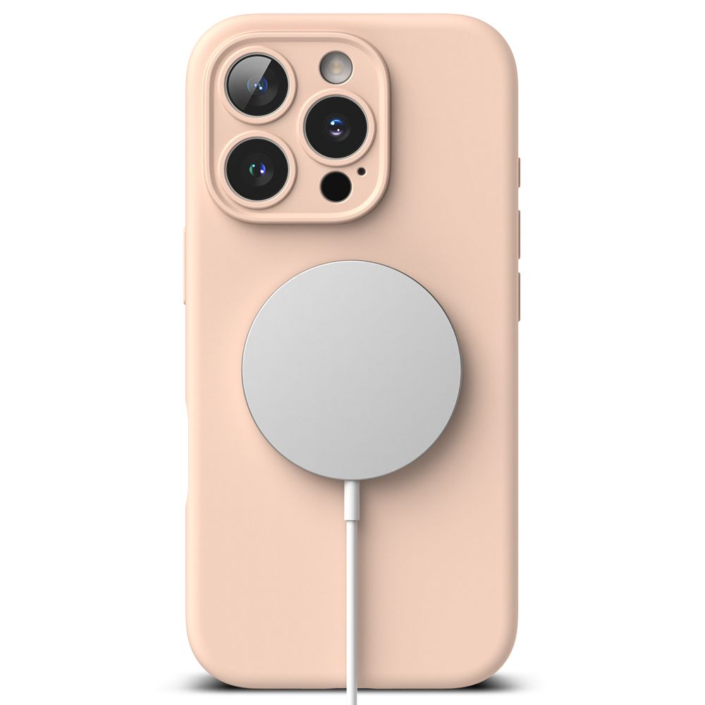 COPERTURA PER IPHONE 16 PRO MAX RINGKE SILICONE MAGNETIC MAGSAFE PINK SAND