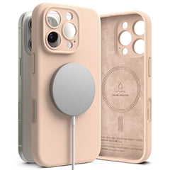 COPERTURA PER IPHONE 16 PRO MAX RINGKE SILICONE MAGNETIC MAGSAFE PINK SAND