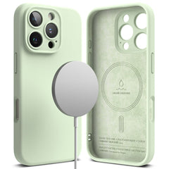 COPERTURA PER IPHONE 16 PRO MAX RINGKE SILICONE MAGNETIC MAGSAFE SOFT MINT
