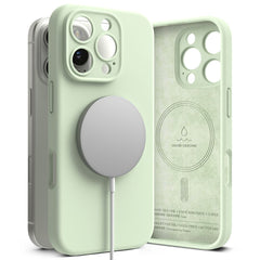 COPERTURA PER IPHONE 16 PRO MAX RINGKE SILICONE MAGNETIC MAGSAFE SOFT MINT
