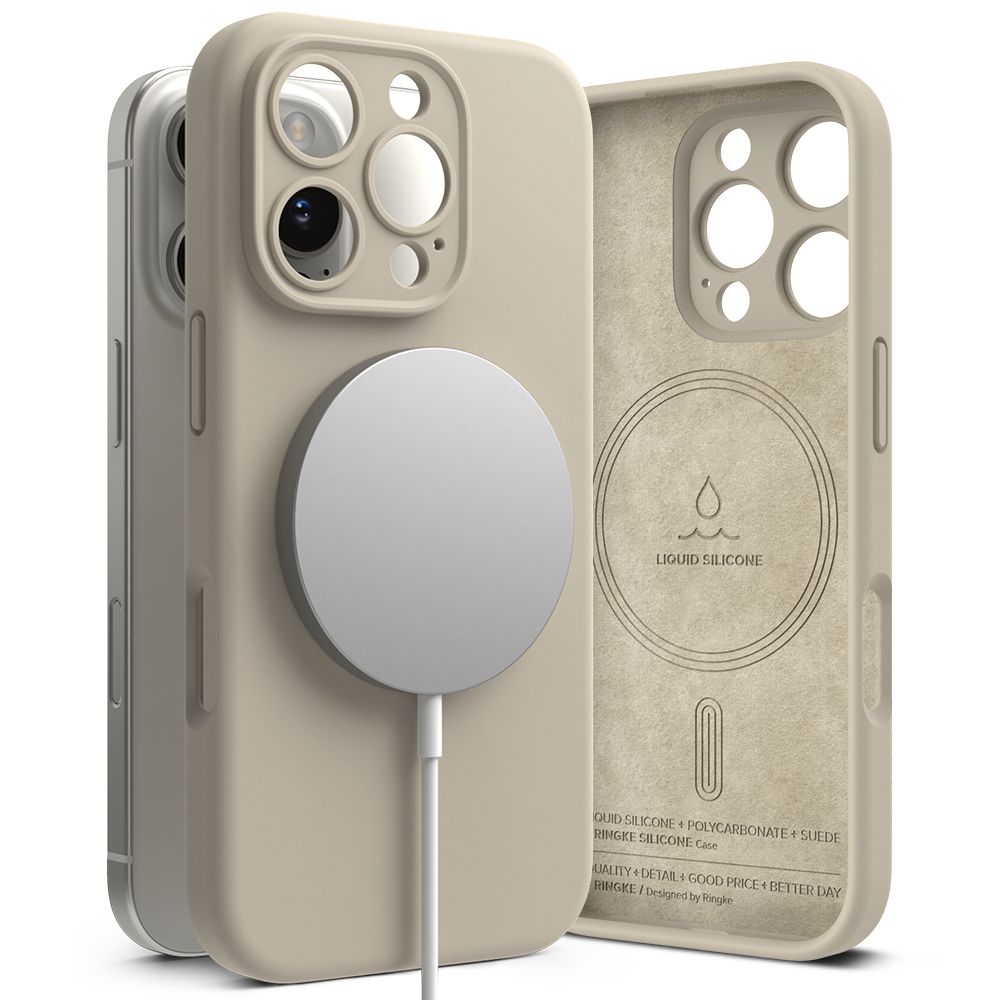 COPERTURA PER IPHONE 16 PRO RINGKE SILICONE MAGNETIC MAGSAFE STONE