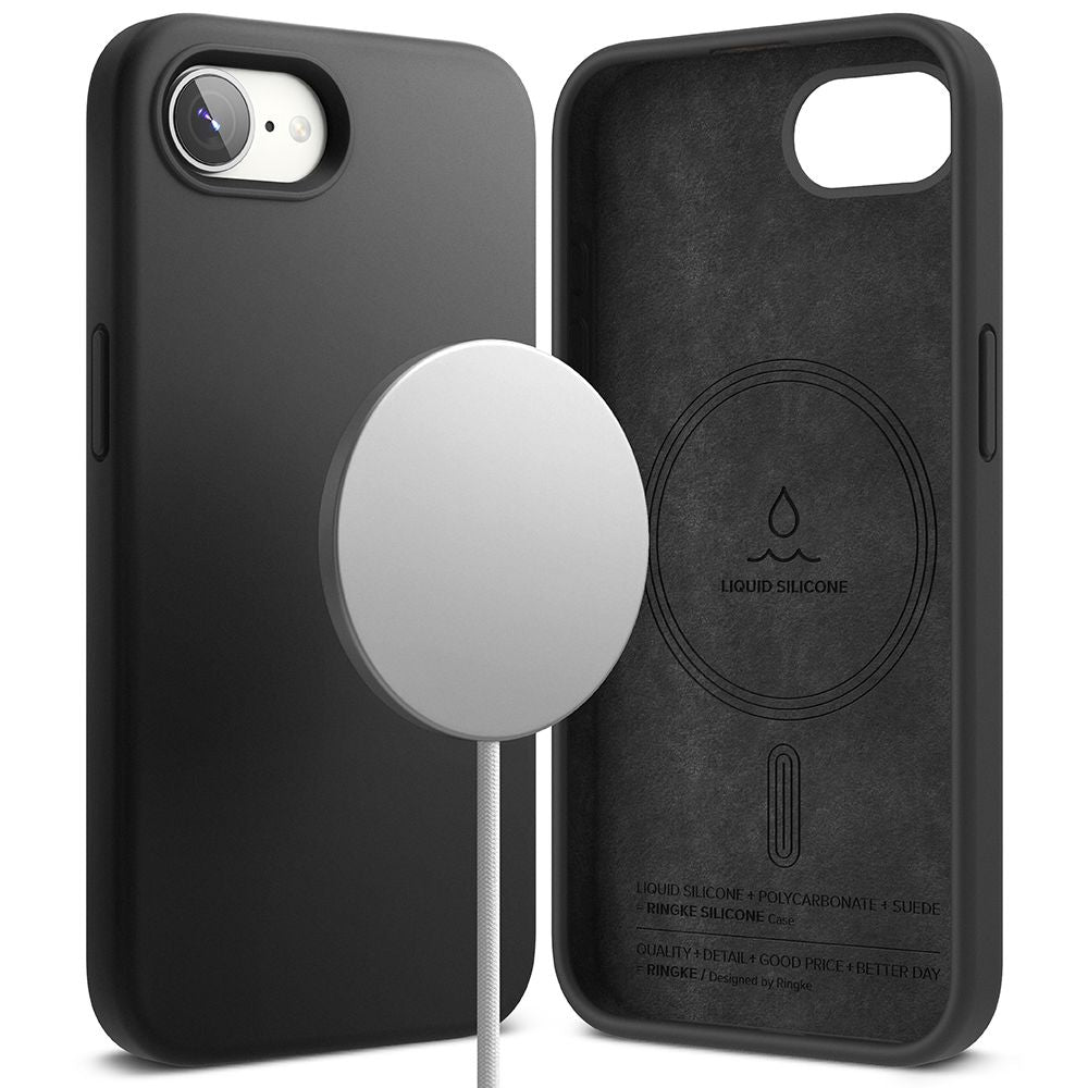 COPERTURA RINGKE SILICONE MAGNETICA MAGSAFE IPHONE 16E NERA