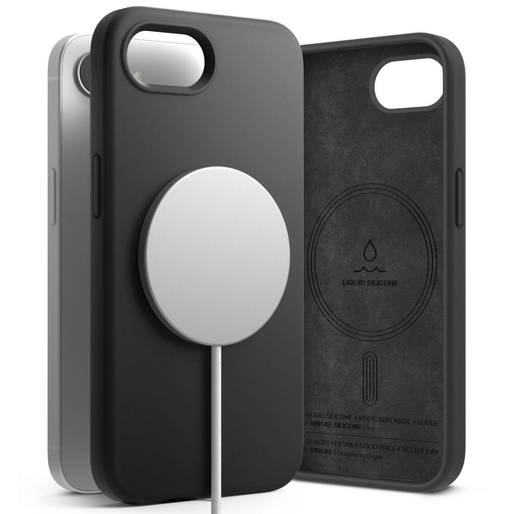 COPERTURA RINGKE SILICONE MAGNETICA MAGSAFE IPHONE 16E NERA