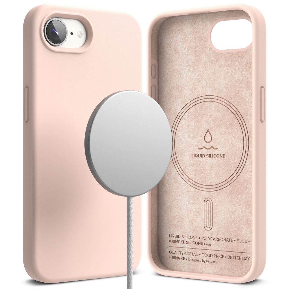 COPERTURA RINGKE SILICONE MAGNETICA MAGSAFE IPHONE 16E PINK SAND