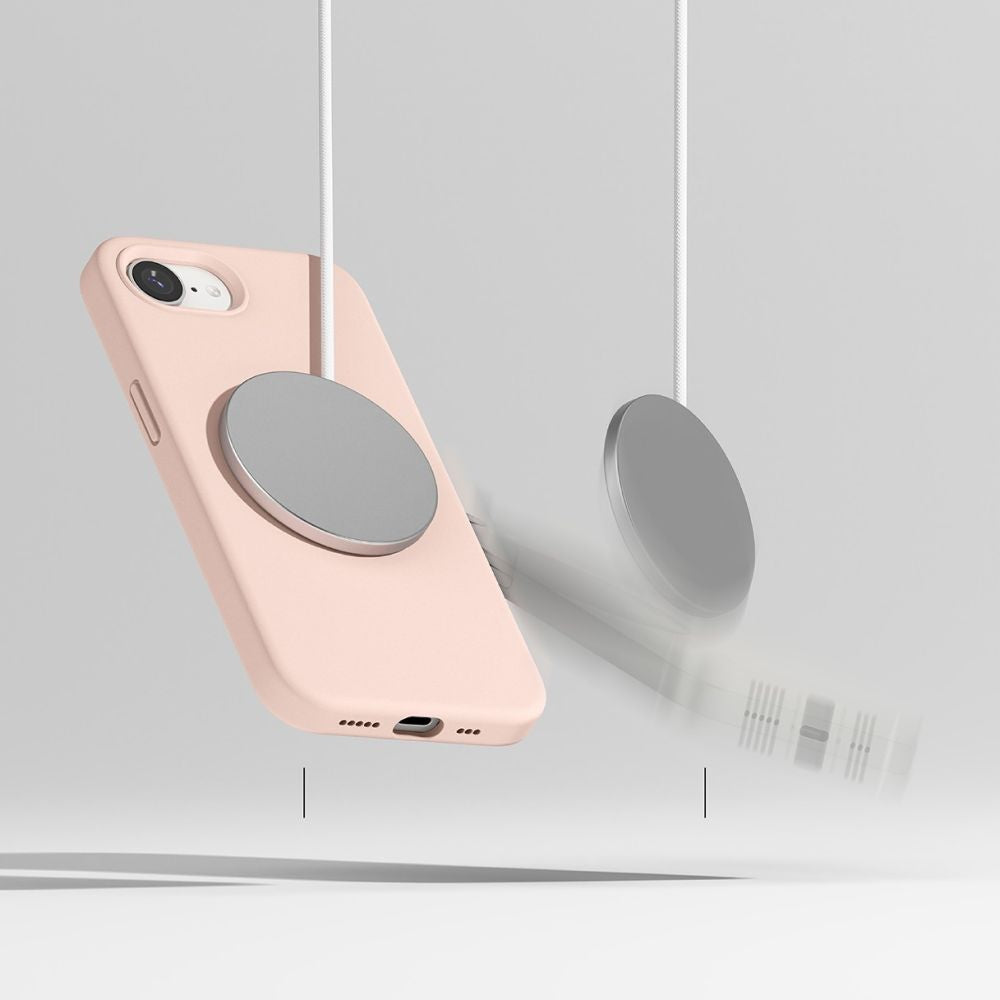 COPERTURA RINGKE SILICONE MAGNETICA MAGSAFE IPHONE 16E PINK SAND
