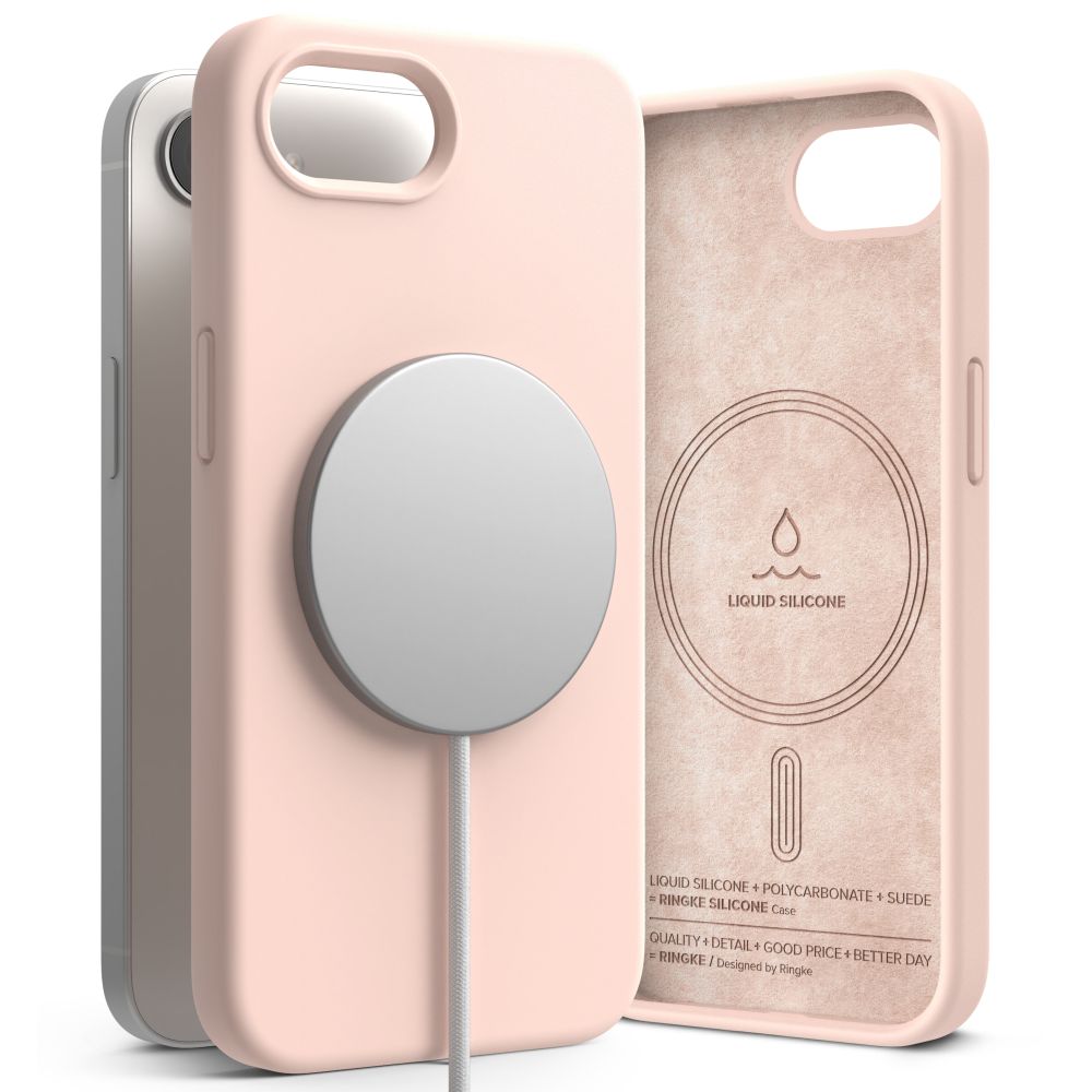 COPERTURA RINGKE SILICONE MAGNETICA MAGSAFE IPHONE 16E PINK SAND