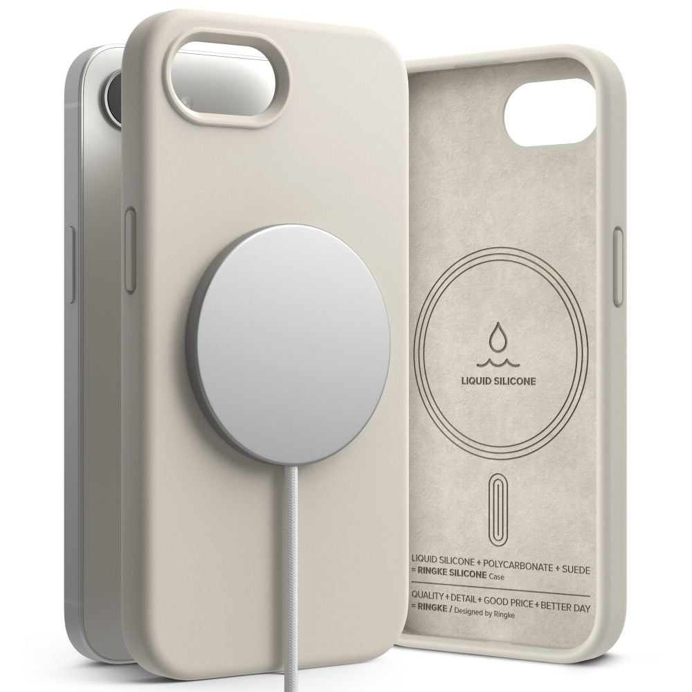 COPERTURA RINGKE SILICONE MAGNETICA MAGSAFE IPHONE 16E STONE