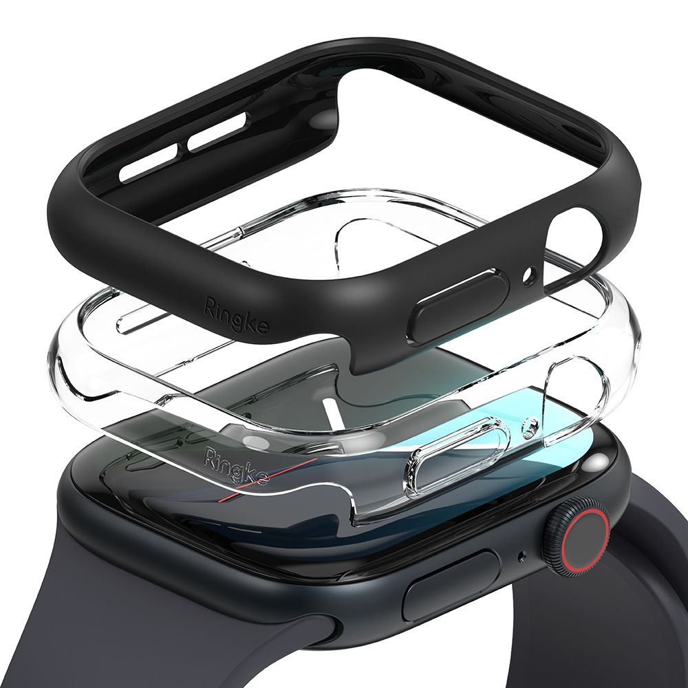 CUSTODIA RINGKE SLIM 2-PACK APPLE WATCH 10 (42 MM) TRASPARENTE E NERO OPACO