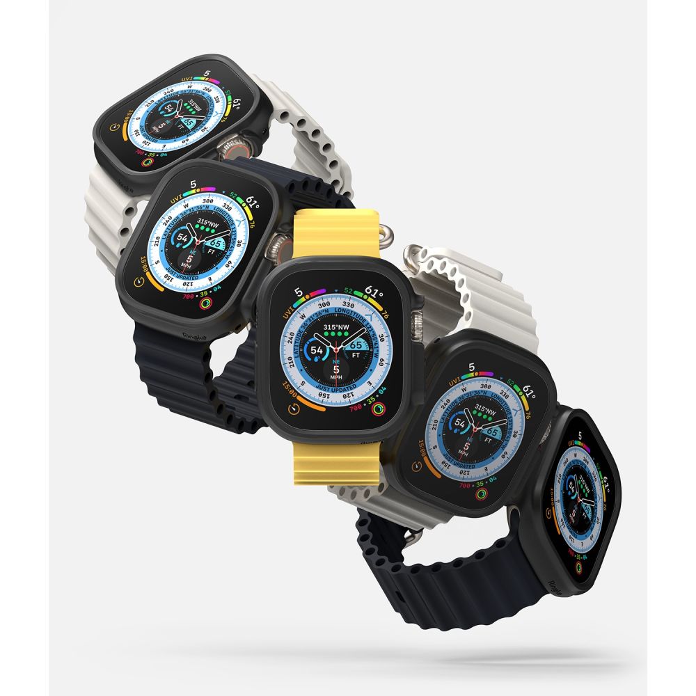 2X COVER PROTETTIVO PER APPLE WATCH ULTRA 49 MM RINGKE SLIM 2-PACK TRASPARENTE E NERO OPACO