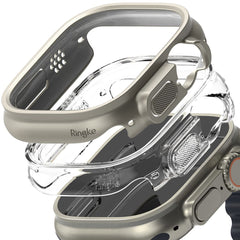 2X COVER PROTETTIVO PER APPLE WATCH ULTRA 49 MM RINGKE SLIM 2-PACK TRASPARENTE E GRIGIO TITANIO