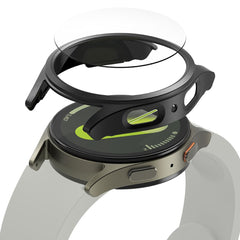CUSTODIA PROTETTIVA CON VETRO TEMPERATO PER SAMSUNG GALAXY WATCH 7 (44 MM) RINGKE SLIM & VETRO TEMPERATO TITANIO NERO