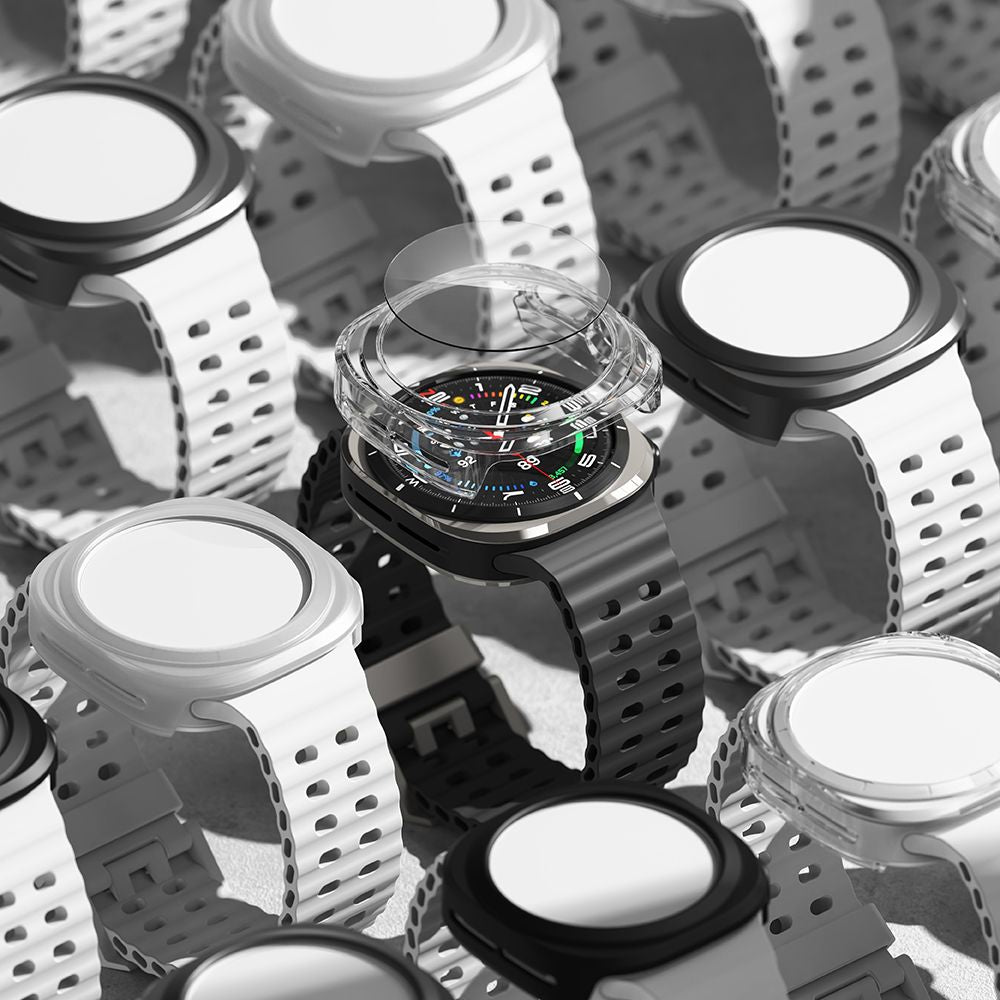CUSTODIA PROTETTIVA CON VETRO TEMPERATO PER SAMSUNG GALAXY WATCH ULTRA (47 MM) RINGKE SLIM & VETRO TEMPERATO TRASPARENTE
