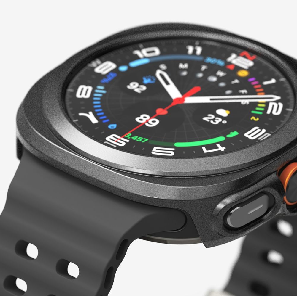 CUSTODIA PROTETTIVA CON VETRO TEMPERATO PER SAMSUNG GALAXY WATCH ULTRA (47 MM) RINGKE SLIM & VETRO TEMPERATO TITANIO NERO